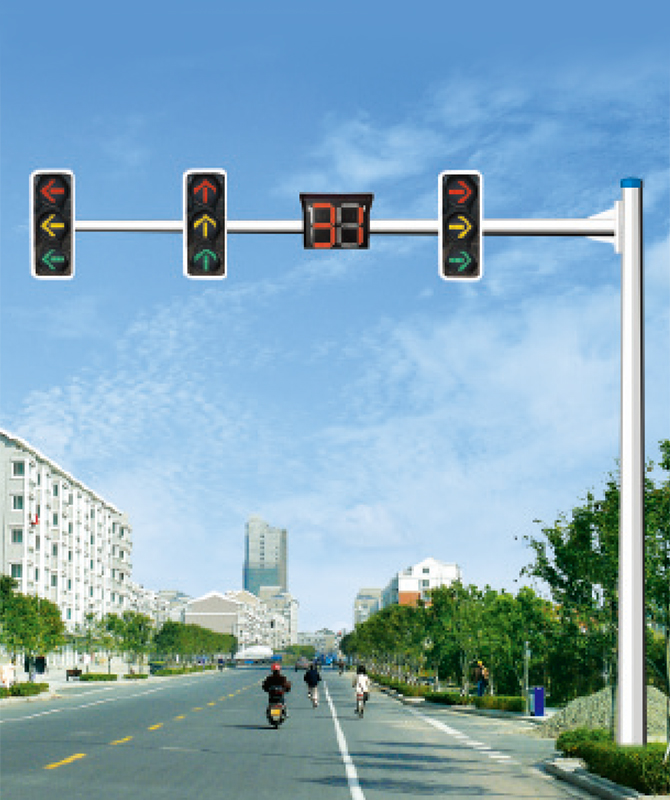 Nyolcszögletű konzolos jeloszlop Jelzőfényes pólus